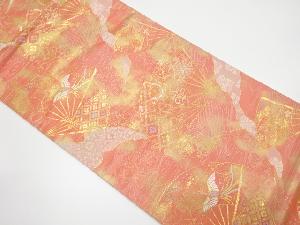 扇に花唐草・古典柄織り出し袋帯